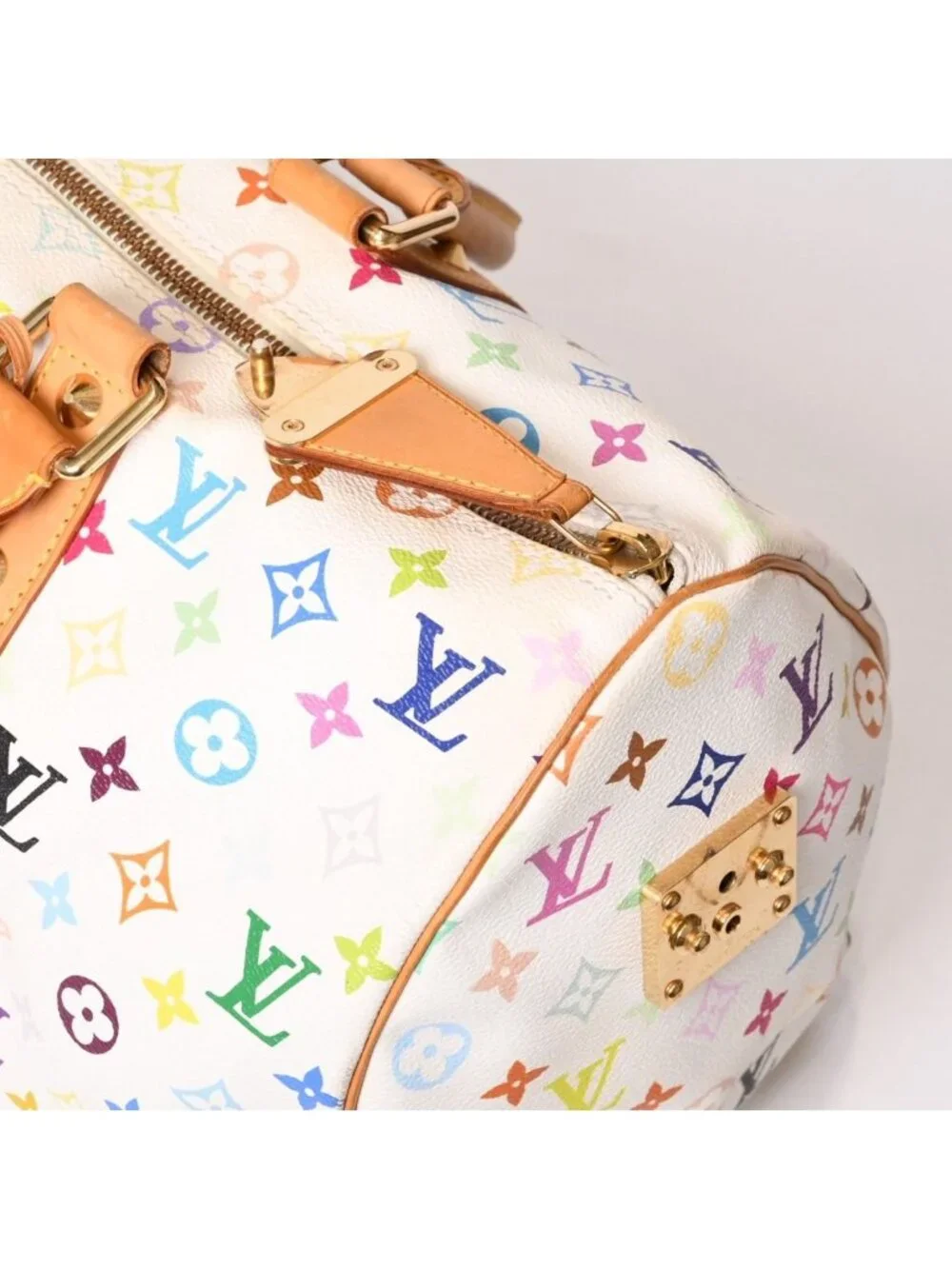 Louis Vuitton Keepall 45 Boston Bag Monogram Multicolor White Takashi Murakami